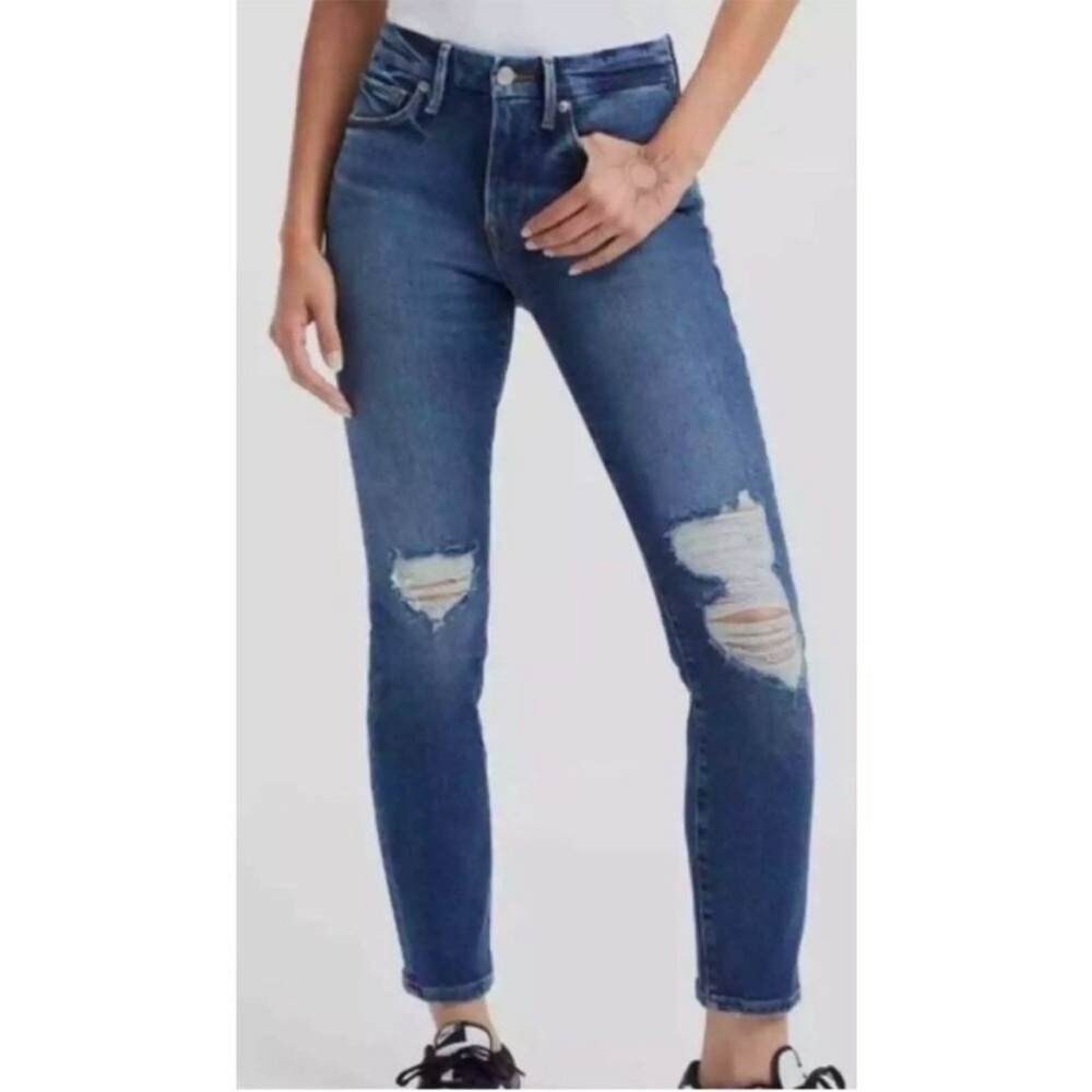 Good American | Good Legs Crop‎ Distressed Denim Jeans in size 8 / 29 stretchy